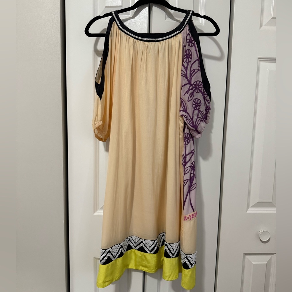 Anthropologie Beaded Patchwork Leifnotes Silk Shi… - image 2